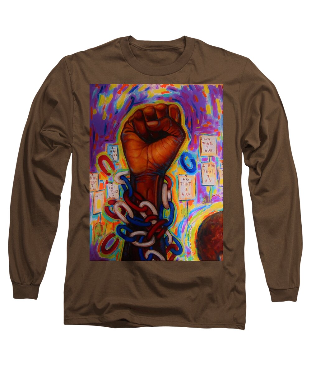 African American Art Long Sleeve T-Shirt featuring the painting I Am That ,i Am by Emery Franklin