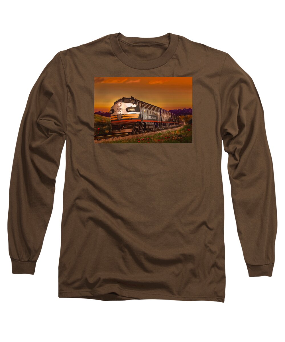 Trains Long Sleeve T-Shirt featuring the digital art The Summer of 1952 by J Griff Griffin