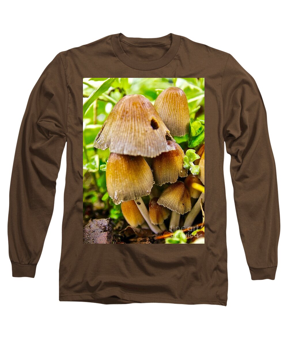 Mushroom Long Sleeve T-Shirt featuring the photograph They Stay Close by Elisabeth Derichs