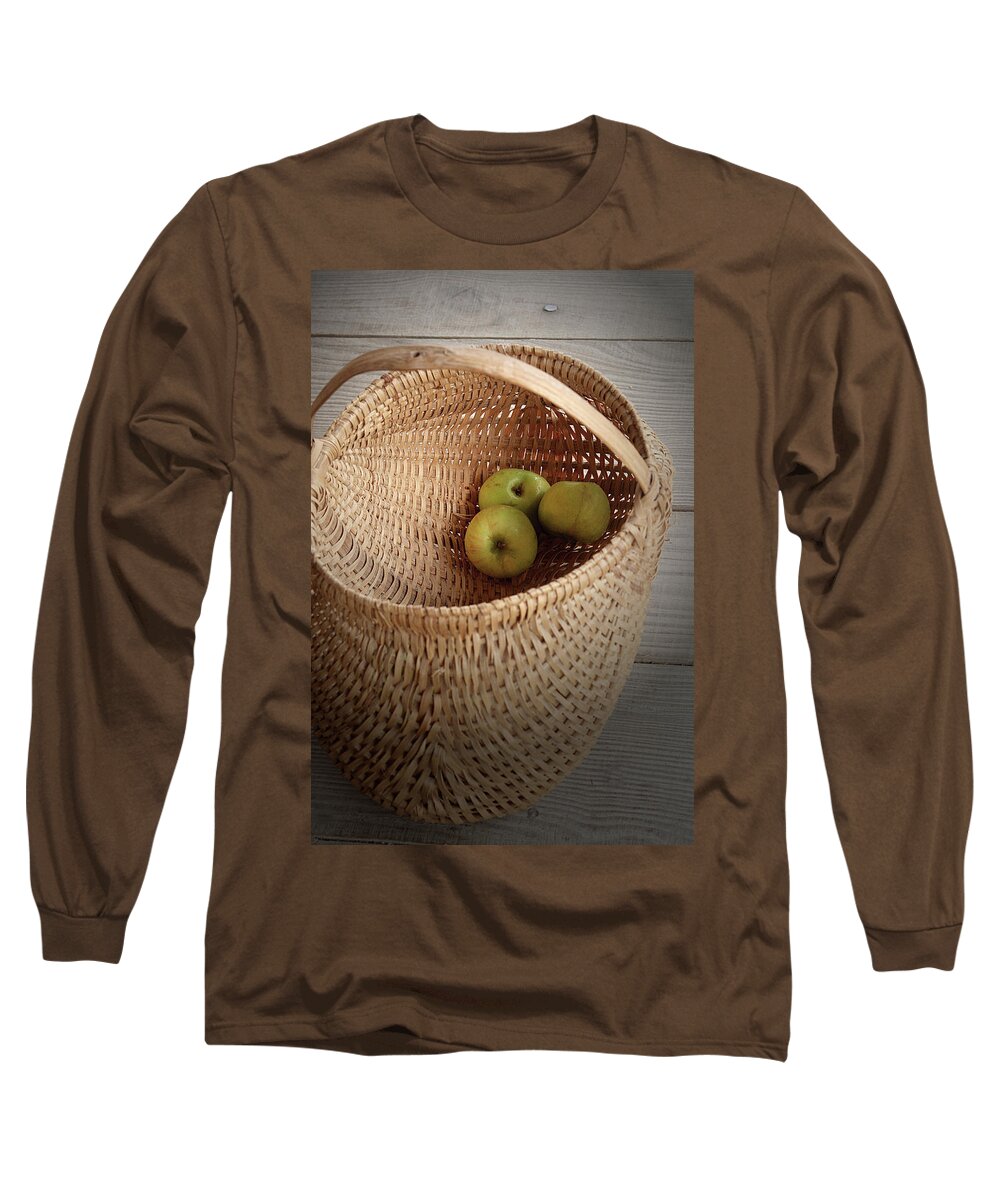 Apples Long Sleeve T-Shirt featuring the photograph Three apples by Emanuel Tanjala