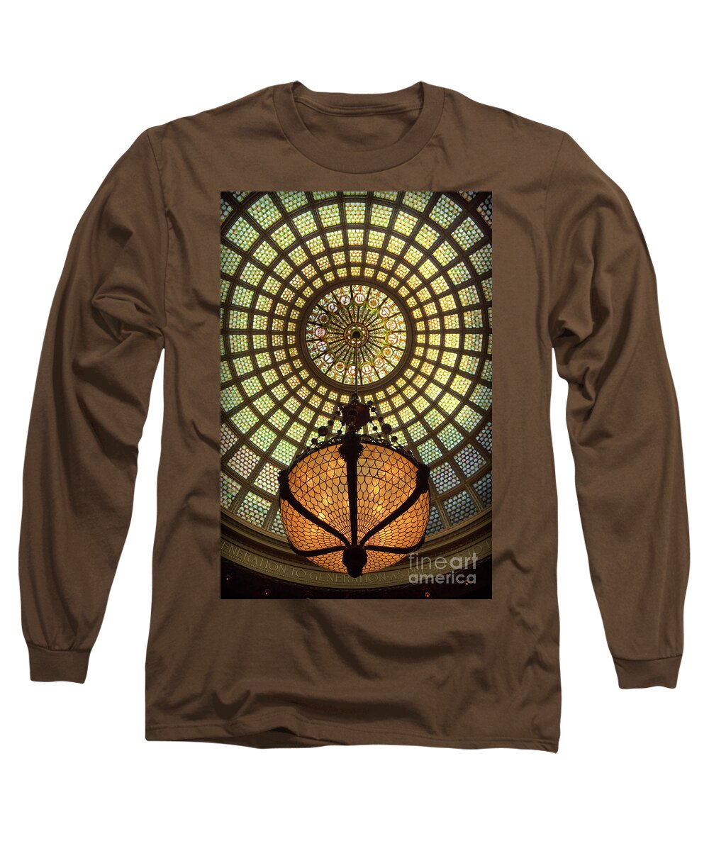 Art Long Sleeve T-Shirt featuring the photograph Tiffany Ceiling in the Chicago Cultural Center by David Levin