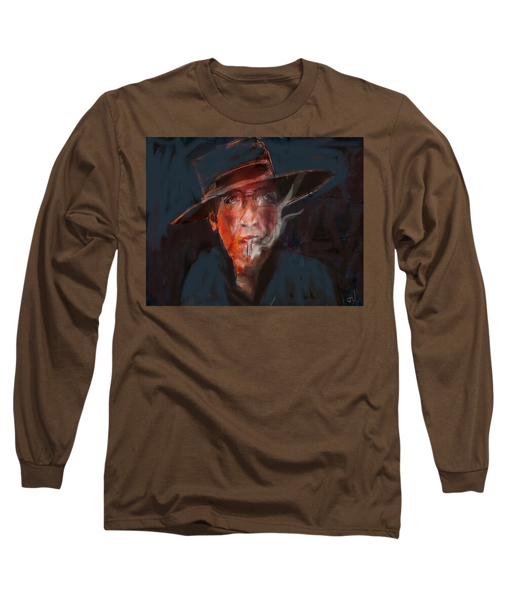 Portrait Long Sleeve T-Shirt featuring the digital art Tobaco Break by Jim Vance