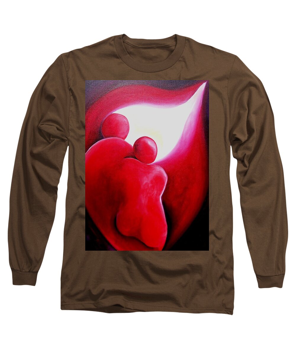 Red Long Sleeve T-Shirt featuring the painting Together on our Journey by Jennifer Hannigan-Green