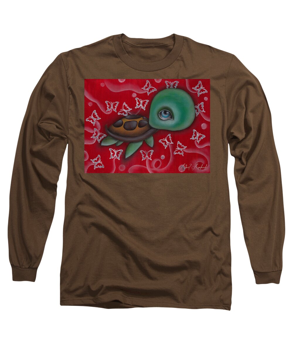 Animal Long Sleeve T-Shirt featuring the painting Turtle by Abril Andrade