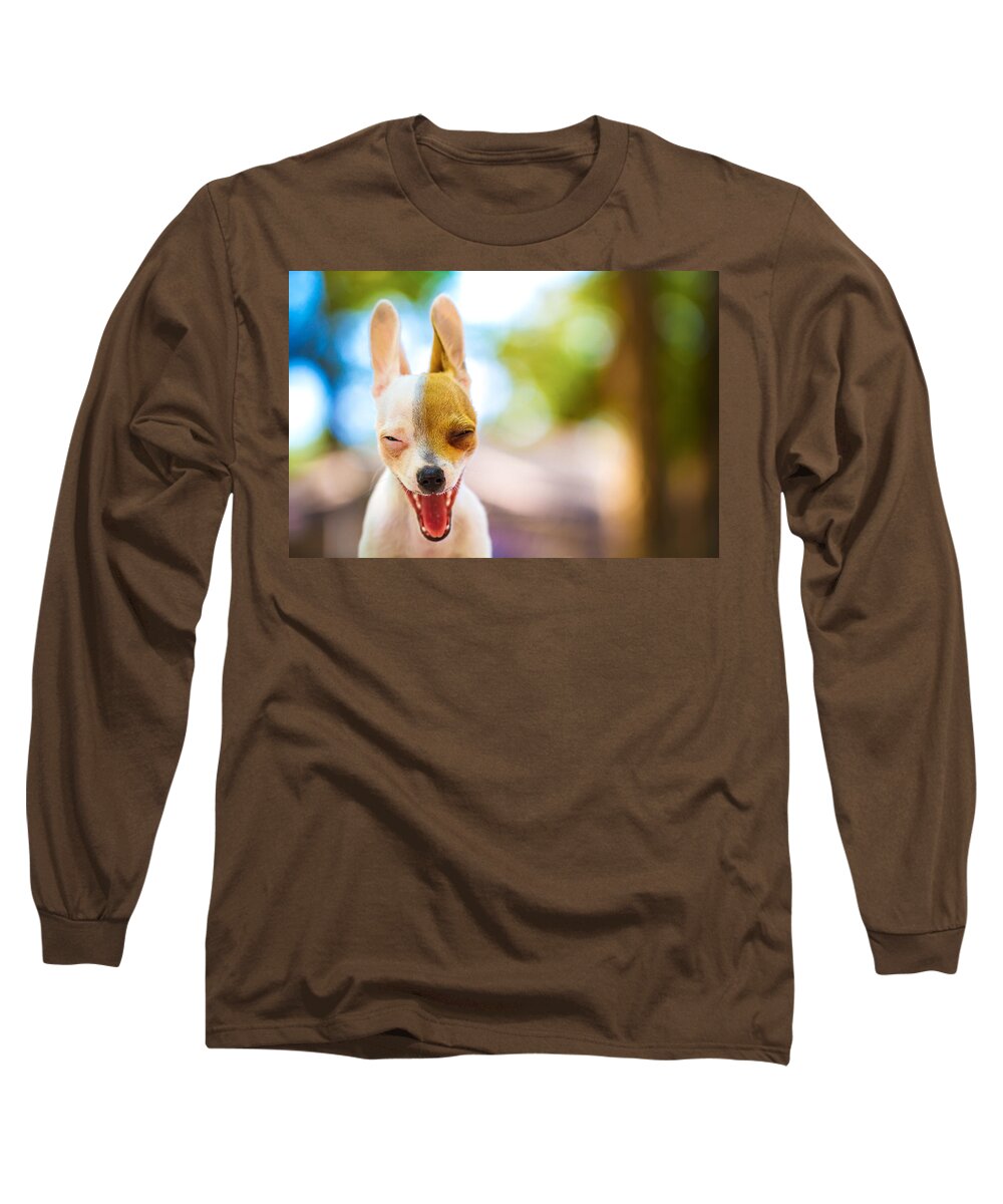 Puppy Long Sleeve T-Shirt featuring the photograph Wassup? by TC Morgan