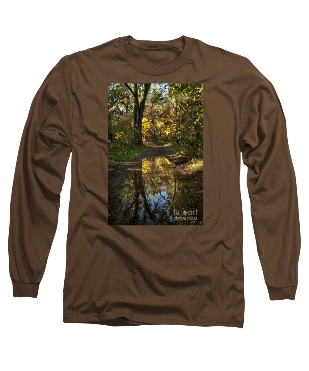 Landscape Long Sleeve T-Shirt featuring the photograph Water on the trail by Richard Verkuyl