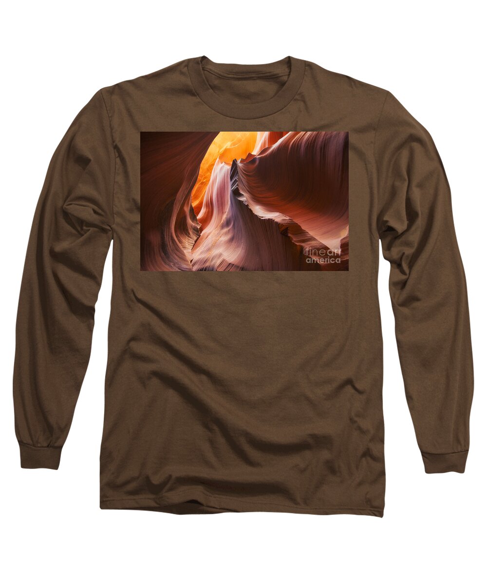 Lower Antelope Canyon Long Sleeve T-Shirt featuring the photograph Waves Of Color by Jennifer Magallon