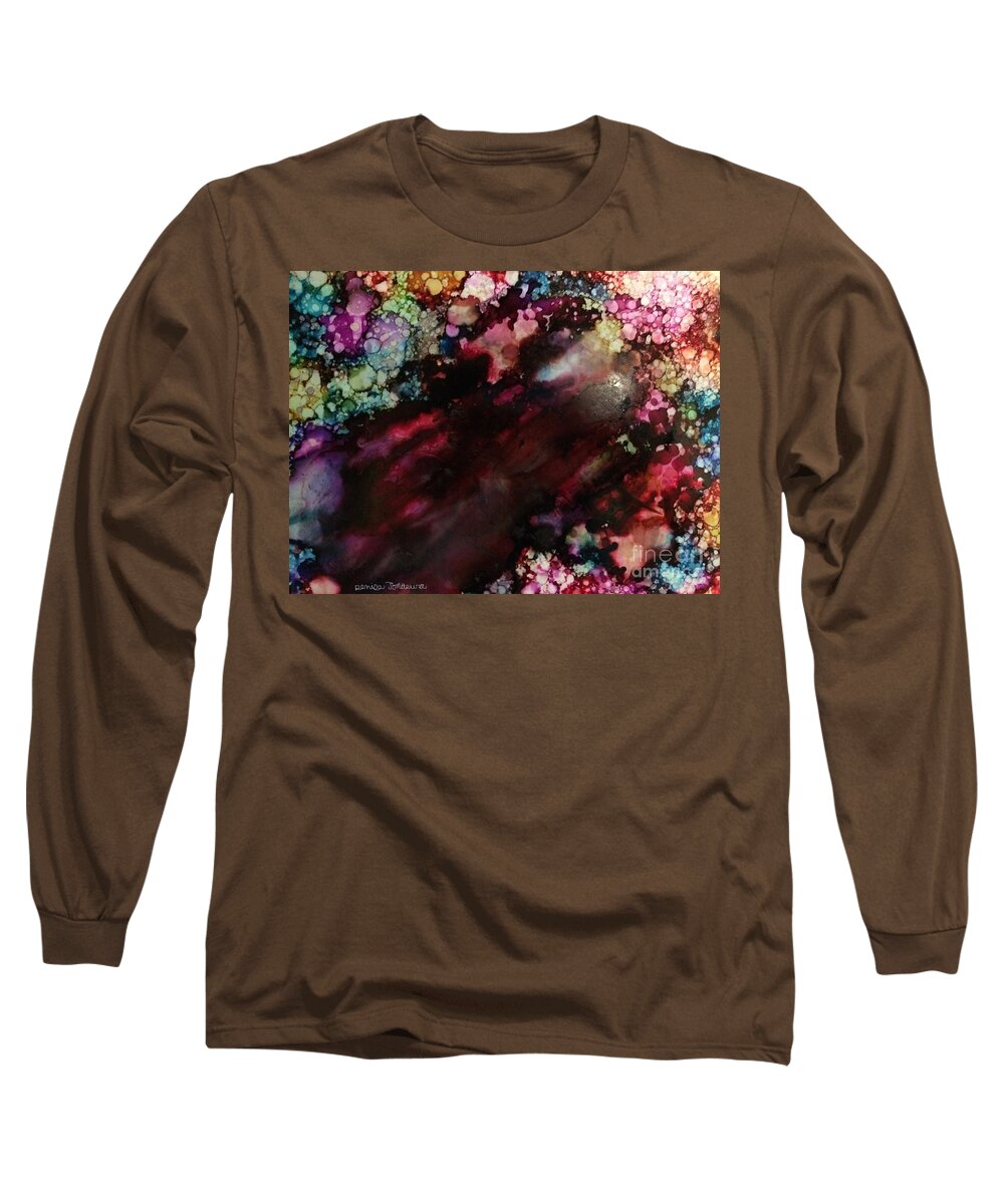 Alcohol Ink Long Sleeve T-Shirt featuring the painting Way Out by Denise Tomasura