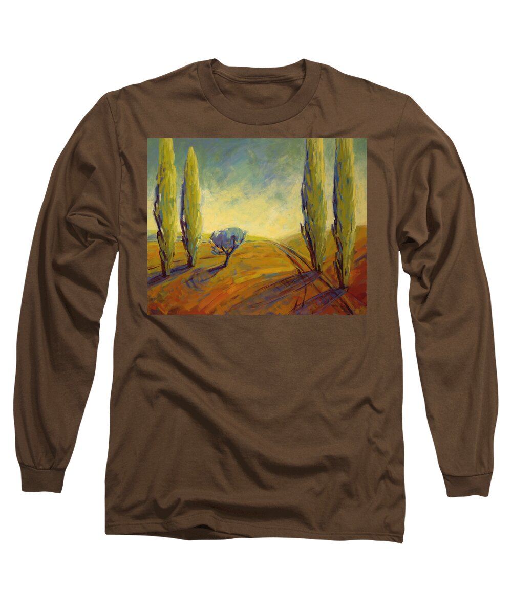 Contemporary Long Sleeve T-Shirt featuring the painting Where Evening Begins 2 by Konnie Kim