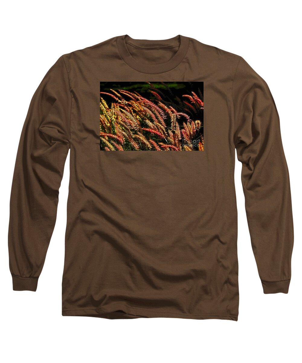  Long Sleeve T-Shirt featuring the photograph Wild Grasses Seed Heads Many Colors by David Frederick