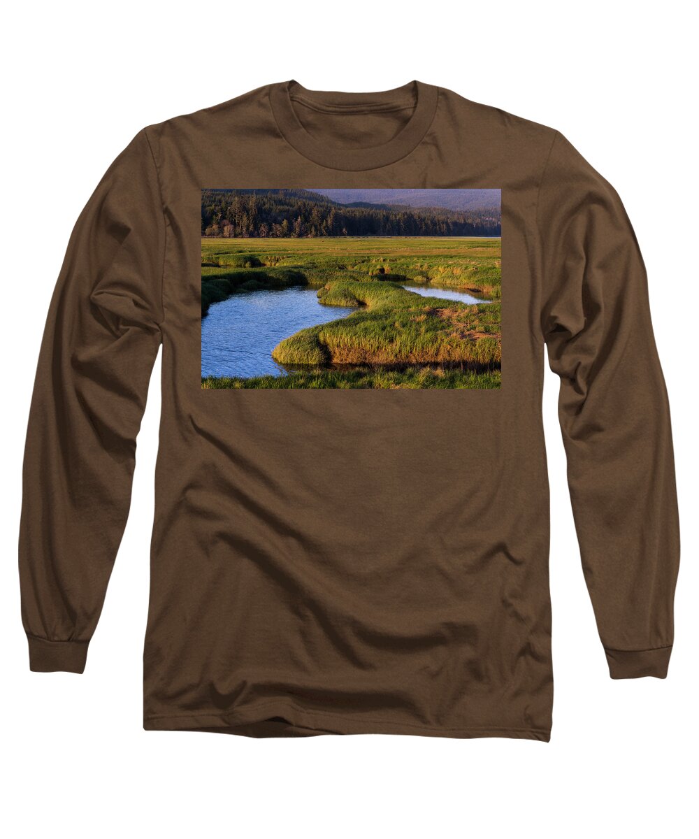 Bay Long Sleeve T-Shirt featuring the photograph Willapa Salt Marsh by Robert Potts