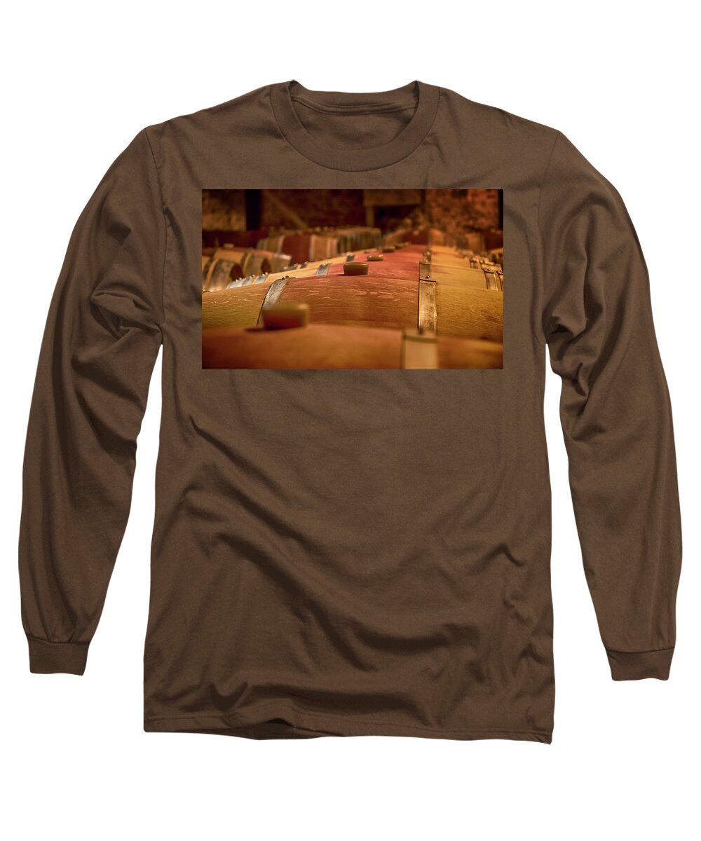 Wine Long Sleeve T-Shirt featuring the photograph Wine Barrels by Mick Burkey