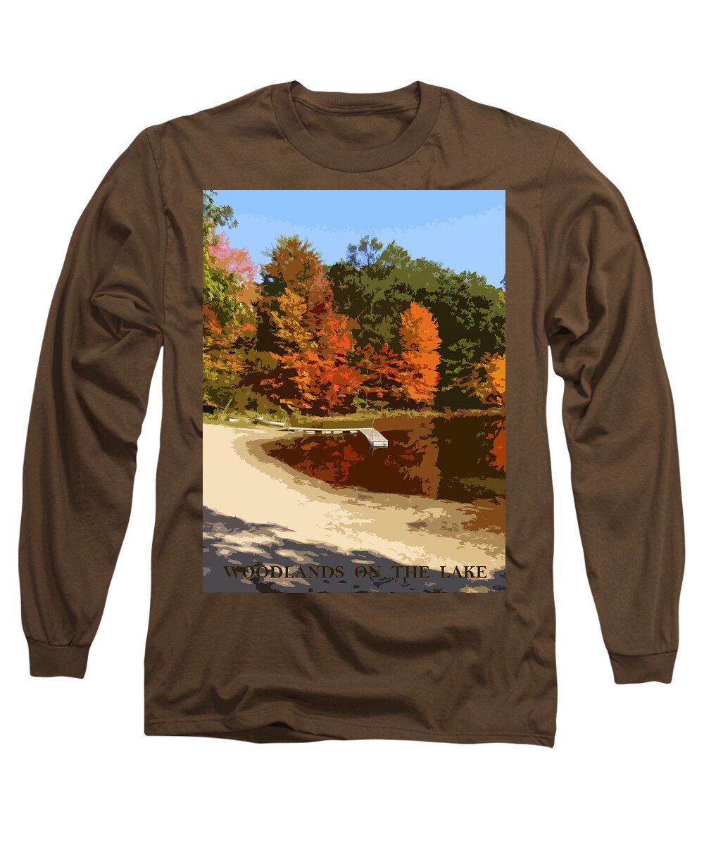 Autumn Long Sleeve T-Shirt featuring the photograph Woodlands on the Lake by Michelle Calkins