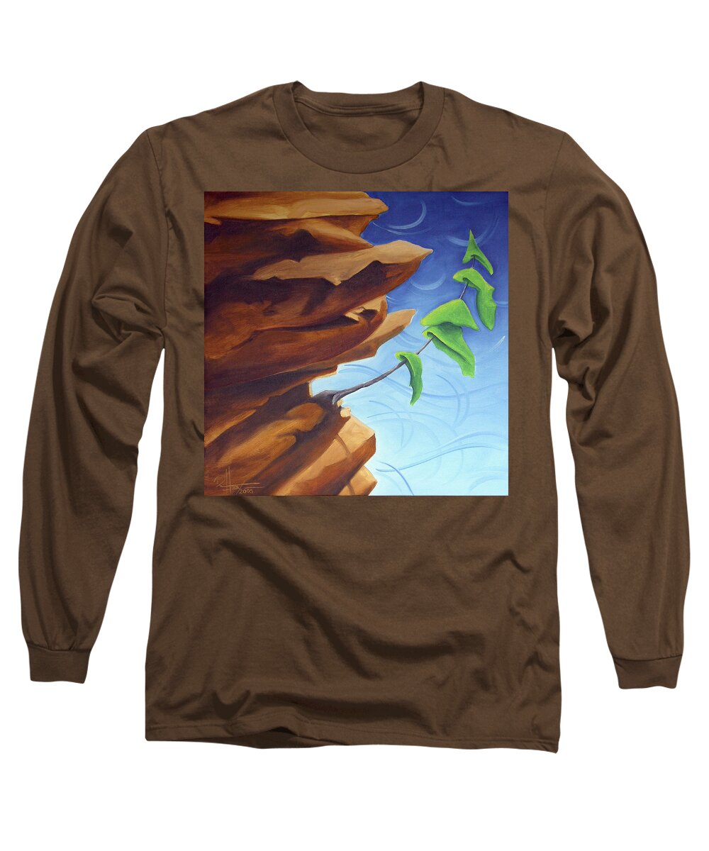 Landscape Long Sleeve T-Shirt featuring the painting Working Your Way Up by Richard Hoedl