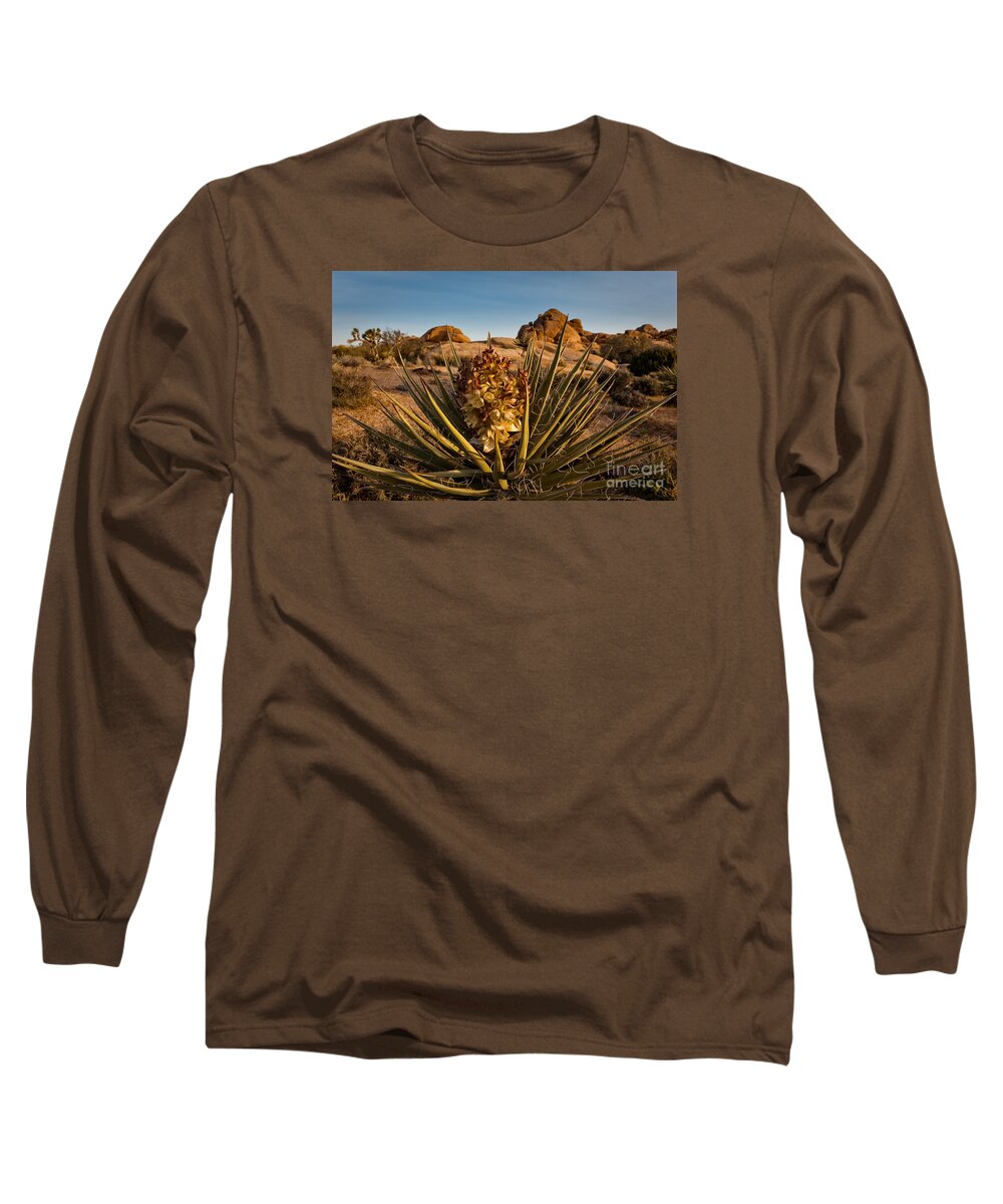 Joshua Tree National Park Long Sleeve T-Shirt featuring the photograph Yucca Bloom by Patti Schulze