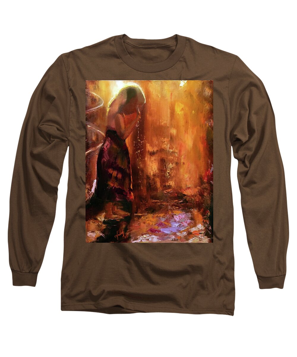  Long Sleeve T-Shirt featuring the painting Zoe in the Mist by Josef Kelly