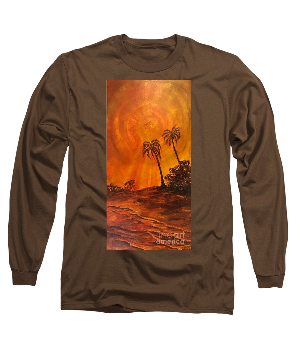 Sunset Beach Long Sleeve T-Shirt featuring the painting Lani Sun by Michael Silbaugh