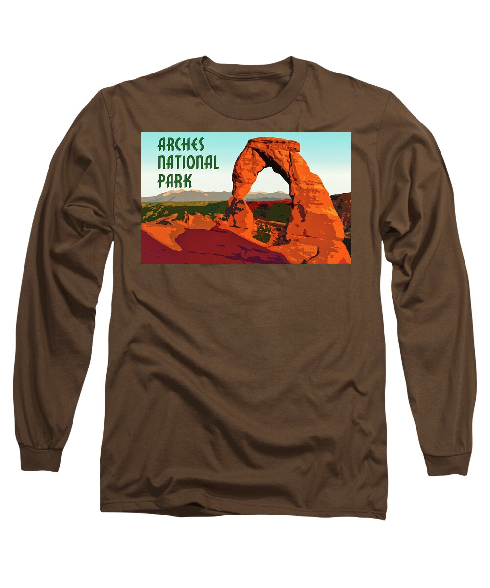 Arch Long Sleeve T-Shirt featuring the digital art Arches National Park by Chuck Mountain