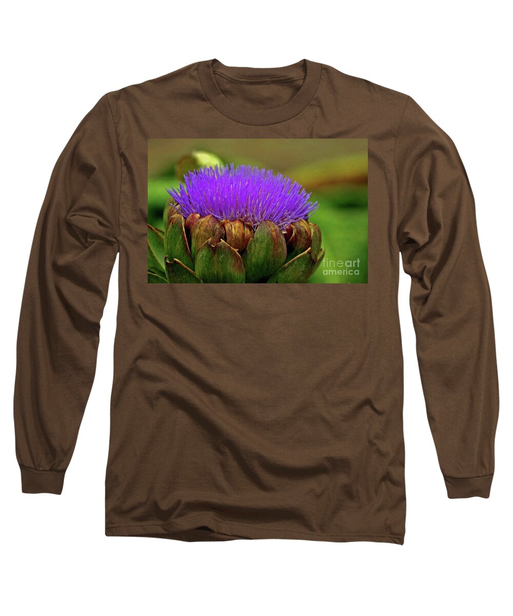 Artichoke Long Sleeve T-Shirt featuring the photograph Artichoke Flower by Terri Brewster