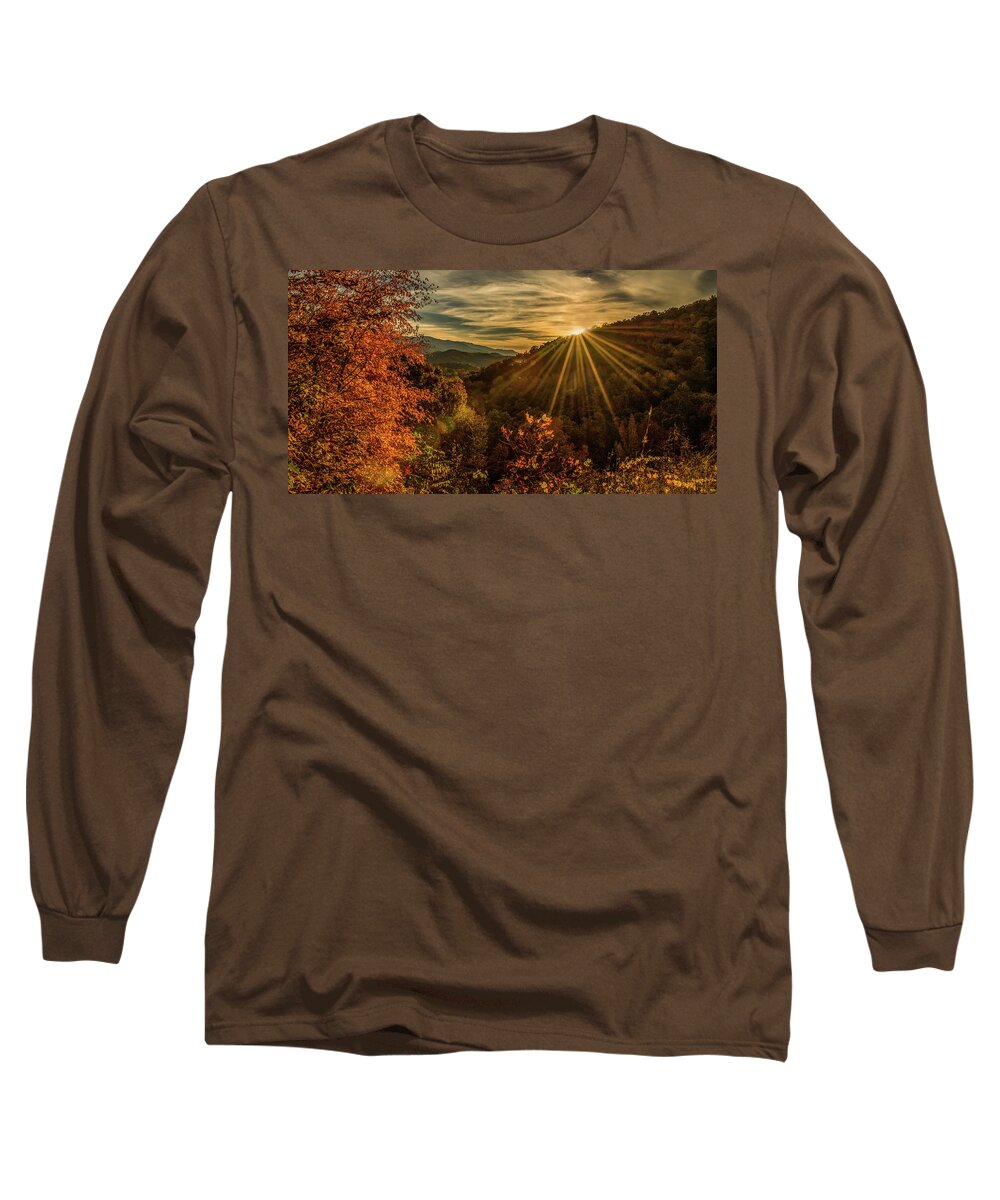 Foothills Parkway Long Sleeve T-Shirt featuring the photograph Autumn Sunset by Marcy Wielfaert