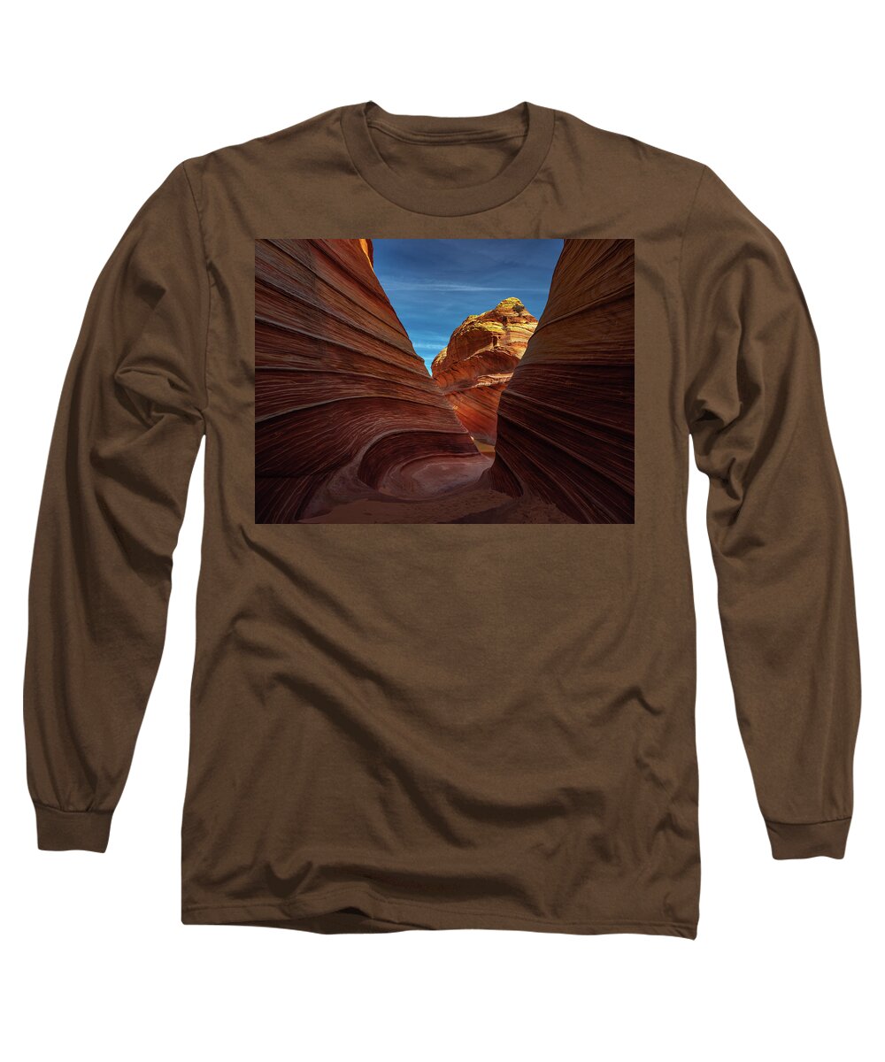 50s Long Sleeve T-Shirt featuring the photograph Behind the Wave by Edgars Erglis