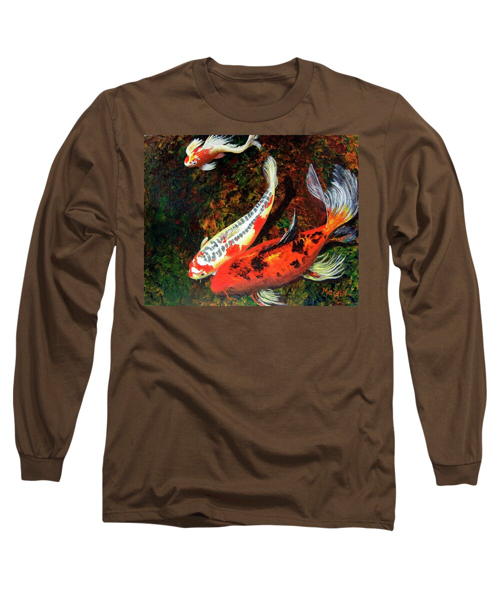 Koi Painting Long Sleeve T-Shirt featuring the painting Best Buddies by Megan Collins