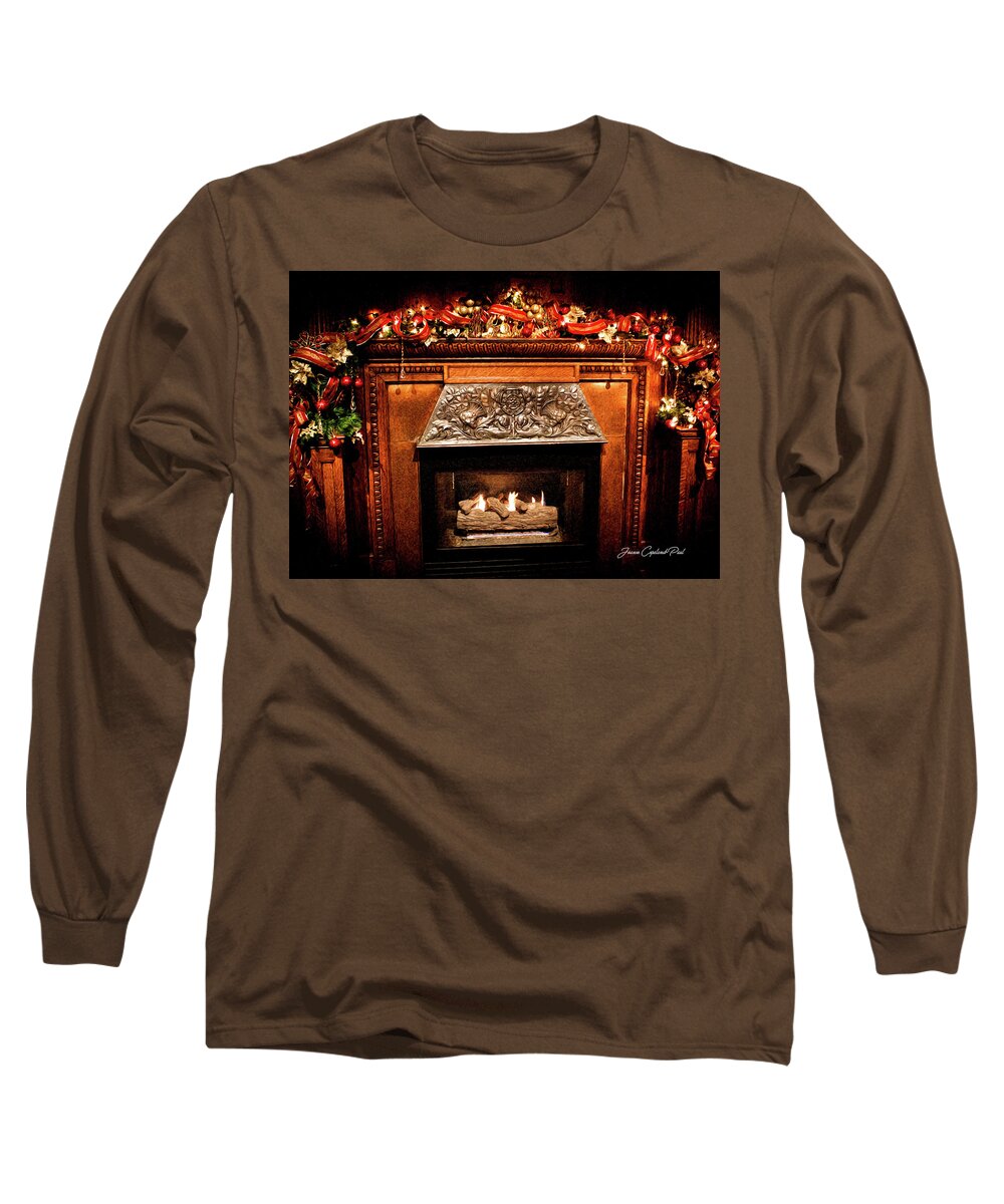 Lights Long Sleeve T-Shirt featuring the photograph Christmas Fireplace by Joann Copeland-Paul