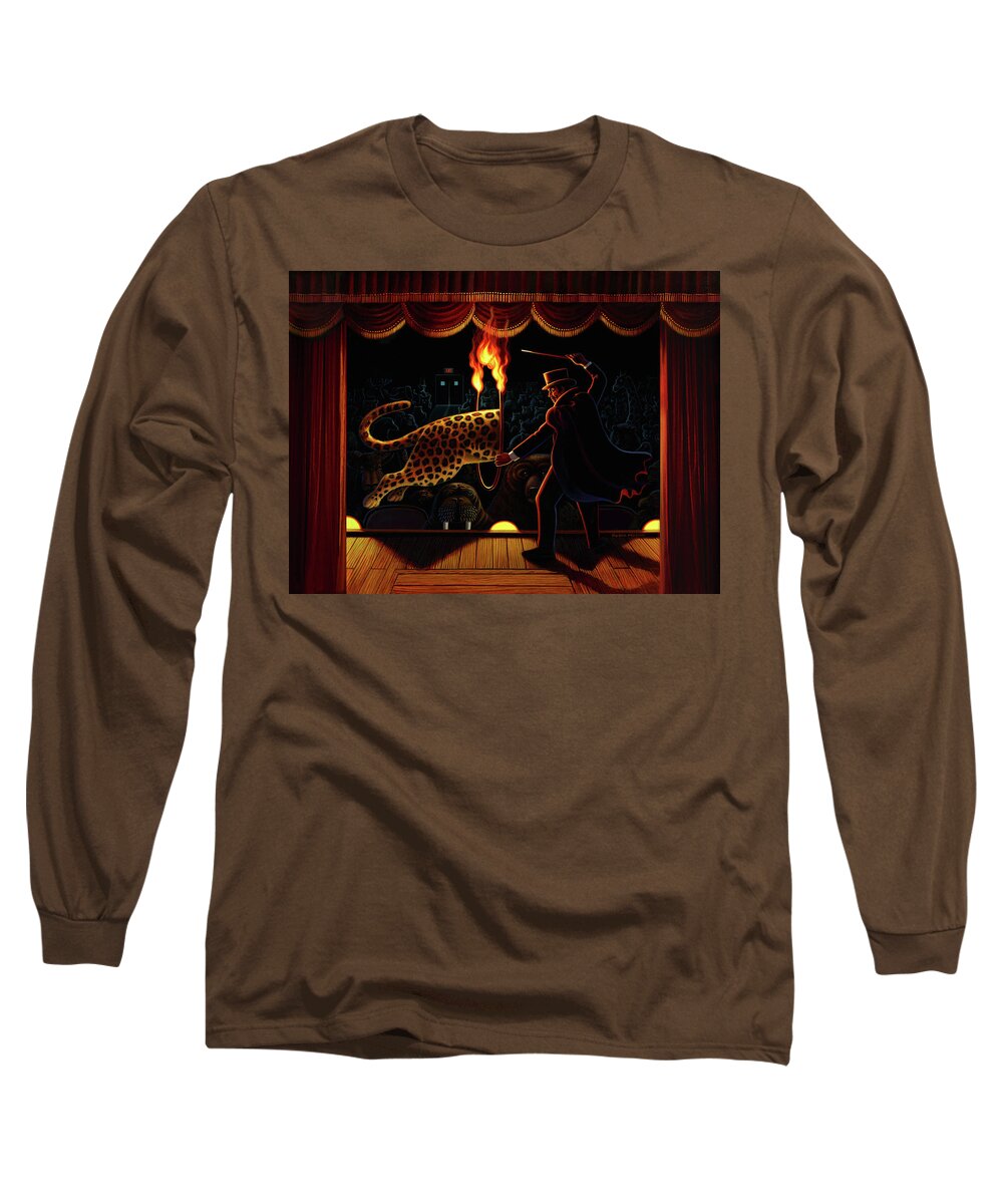 Disappearing Leopard Long Sleeve T-Shirt featuring the painting Disappearing Leopard by Robin Moline