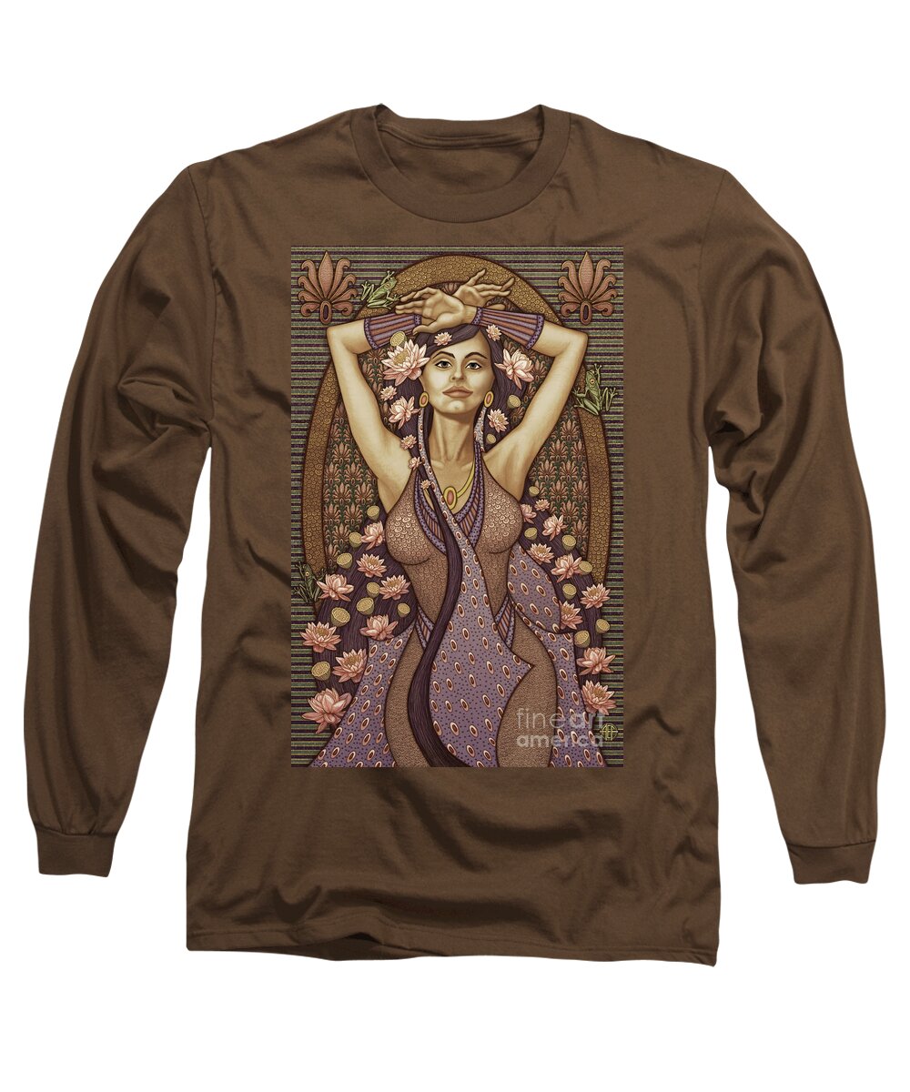 Portrait Long Sleeve T-Shirt featuring the mixed media Exalted Beauty Nadia 2019 by Amy E Fraser