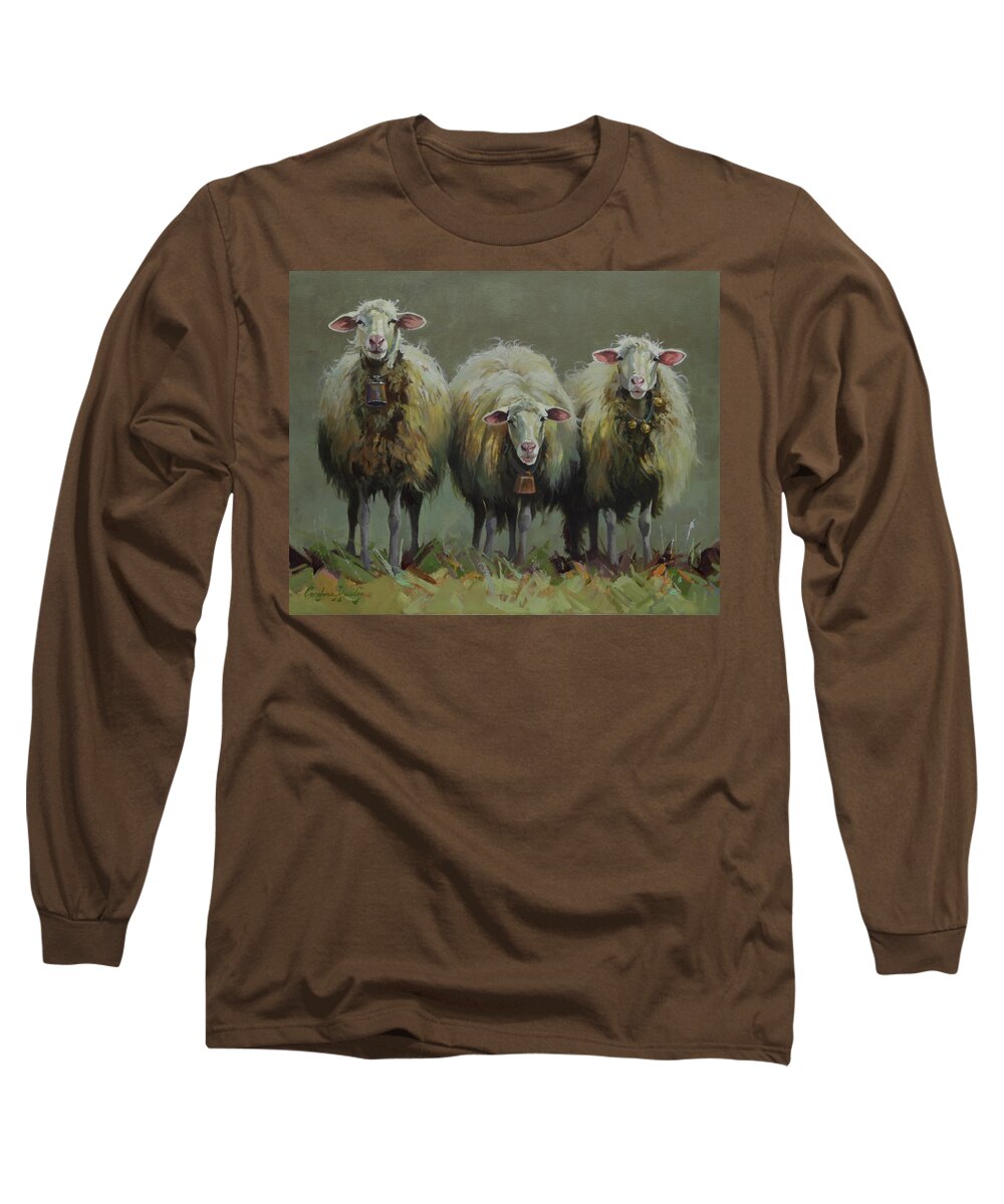 Farm Animals Long Sleeve T-Shirt featuring the painting Front Line by Carolyne Hawley