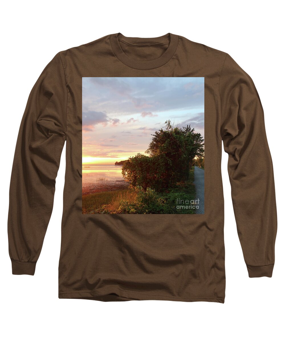 Island Line Trail Long Sleeve T-Shirt featuring the photograph Island Line Trail Sunset via Colchester Vertical by Felipe Adan Lerma