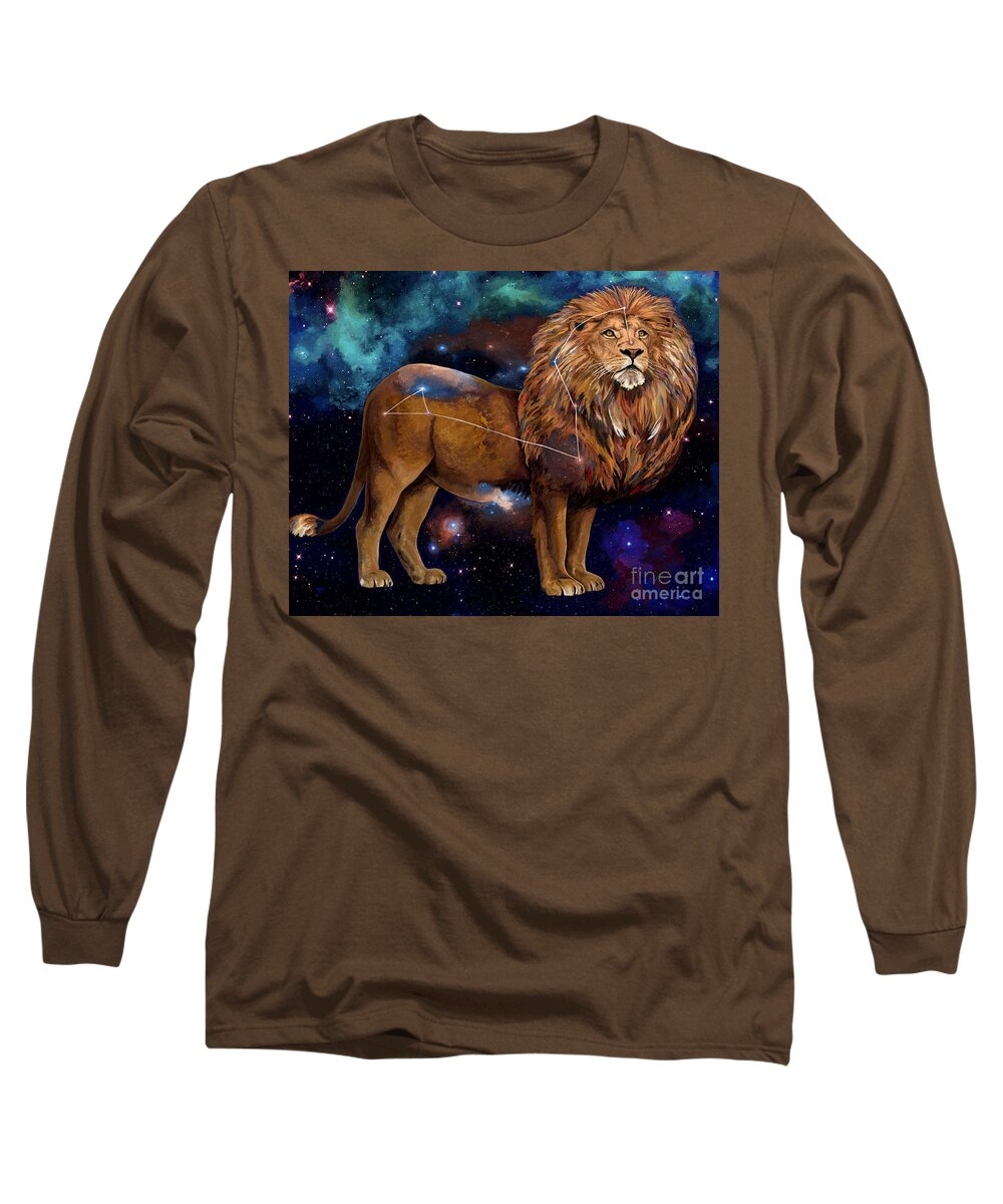 Lion Long Sleeve T-Shirt featuring the painting Leo the Lion King by Jackie Case