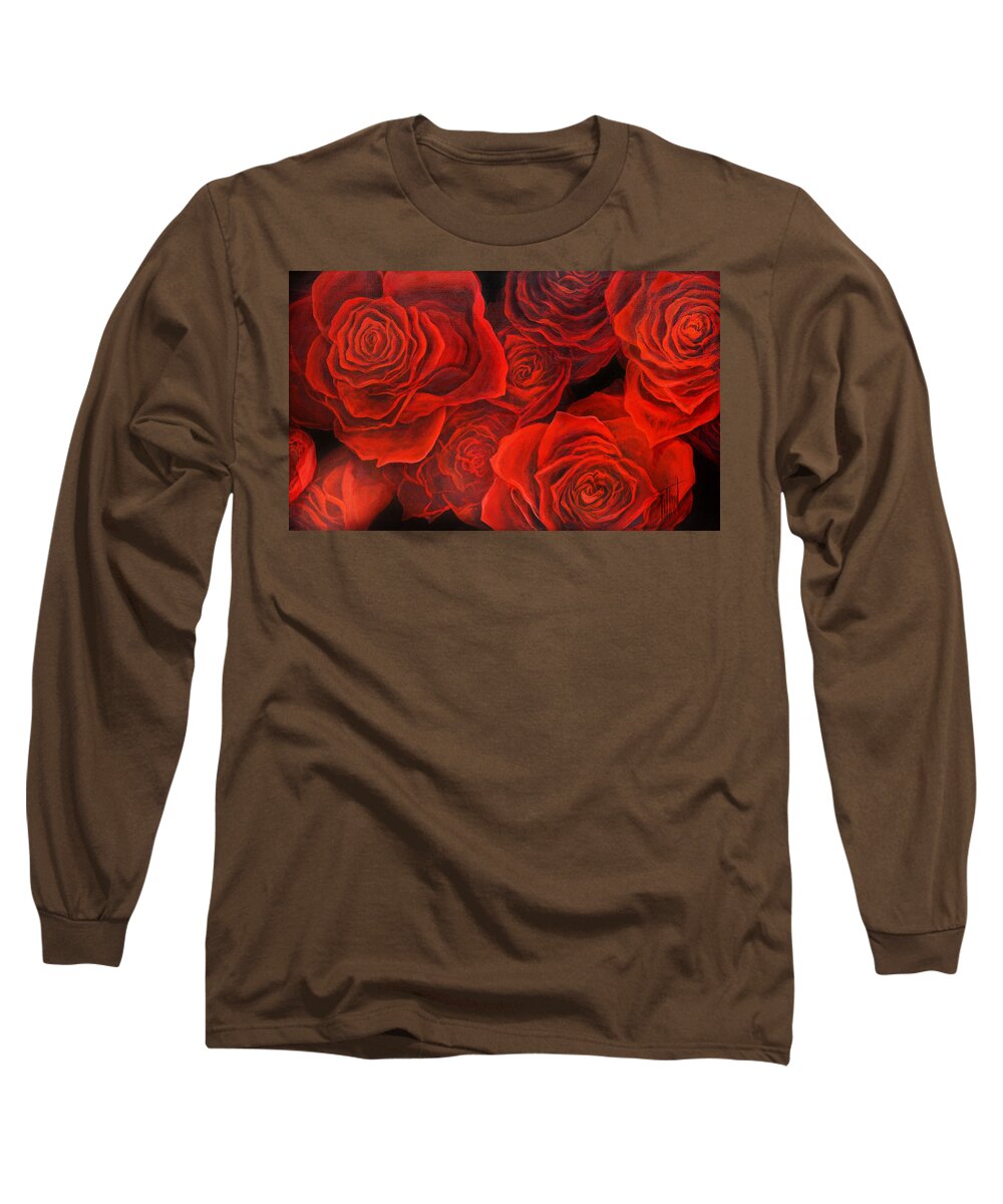 Rose Long Sleeve T-Shirt featuring the painting Love Roses by Lynne Pittard
