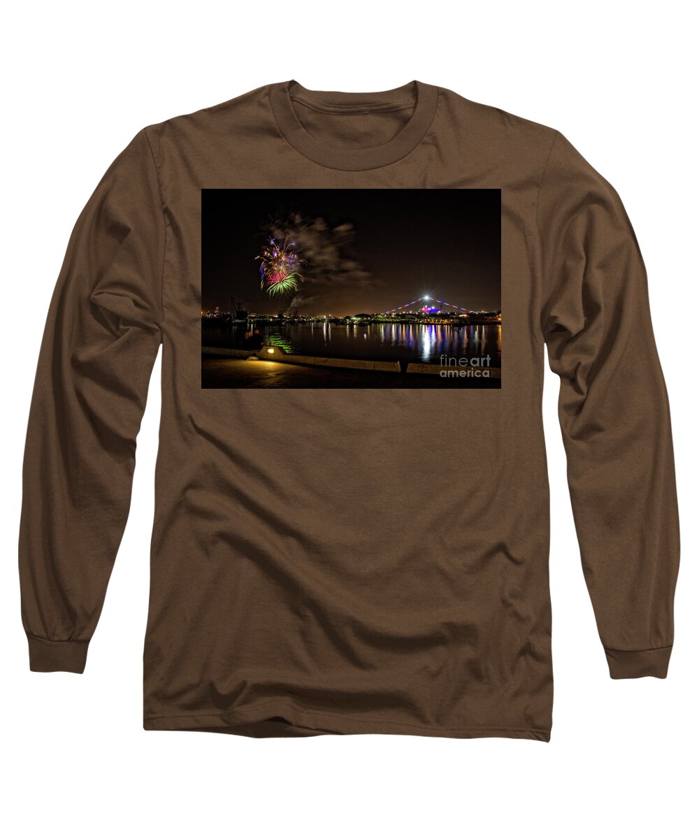 Fireworks Long Sleeve T-Shirt featuring the photograph Midway Fireworks by Ken Johnson