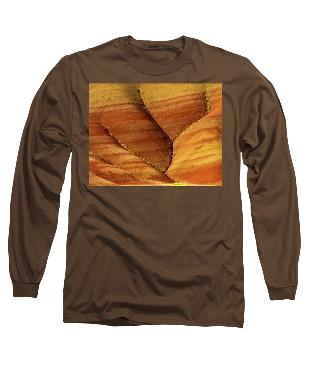 Paintd Hills Creases Long Sleeve T-Shirt featuring the photograph Painted Hills Creases by Jean Noren