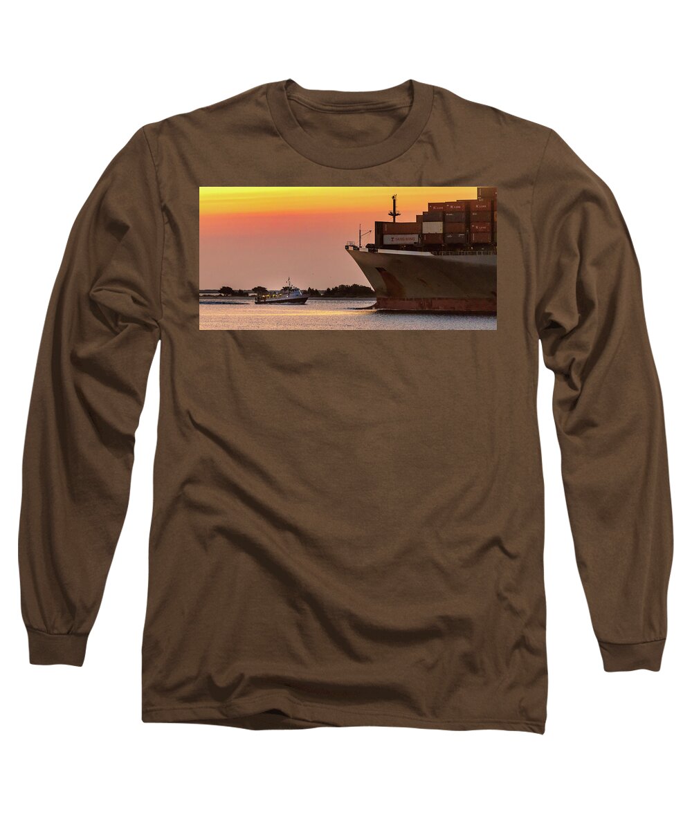 Southport Long Sleeve T-Shirt featuring the photograph Passing on the River by Nick Noble