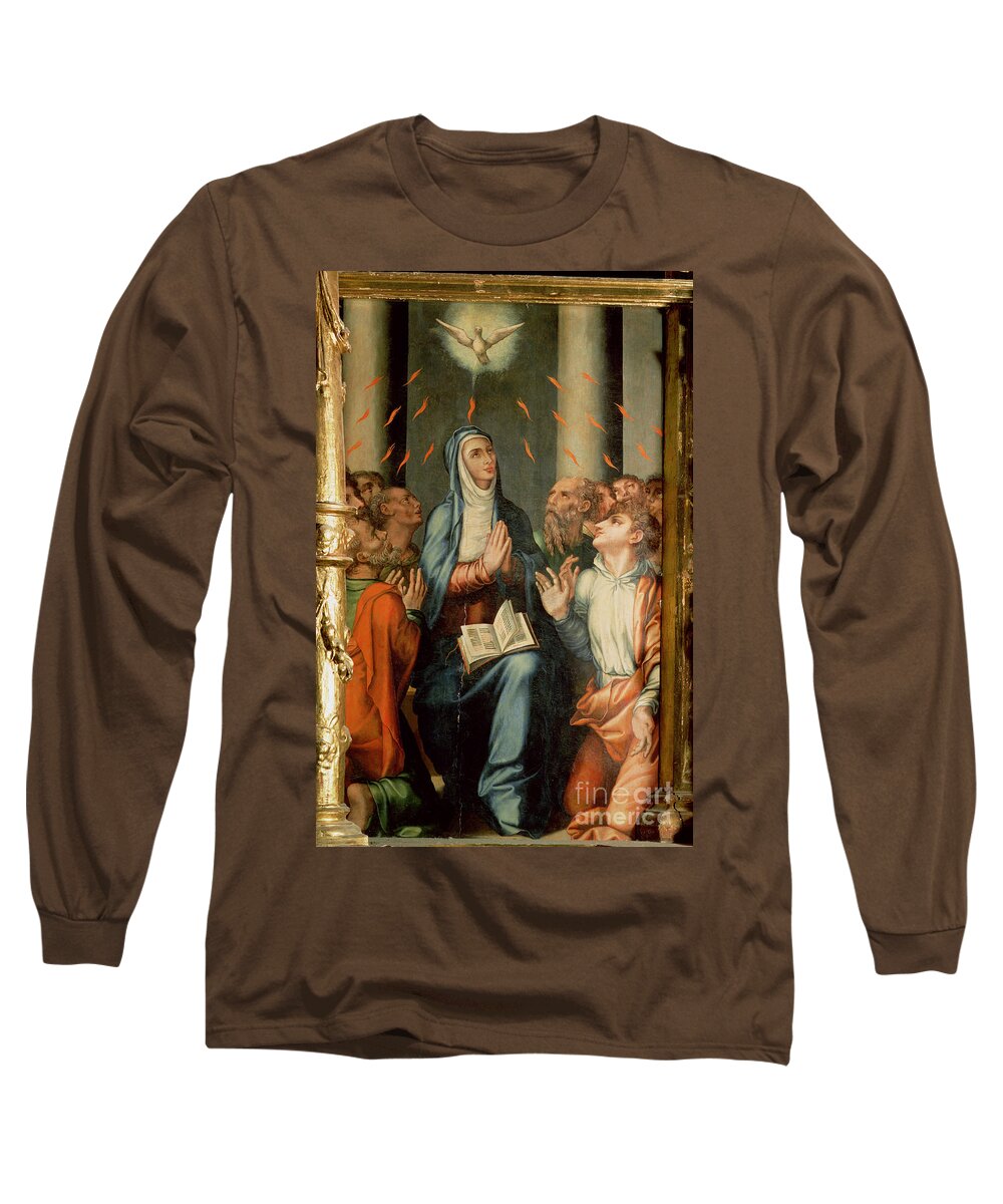 Dove Long Sleeve T-Shirt featuring the painting Pentecost by Luis De Morales