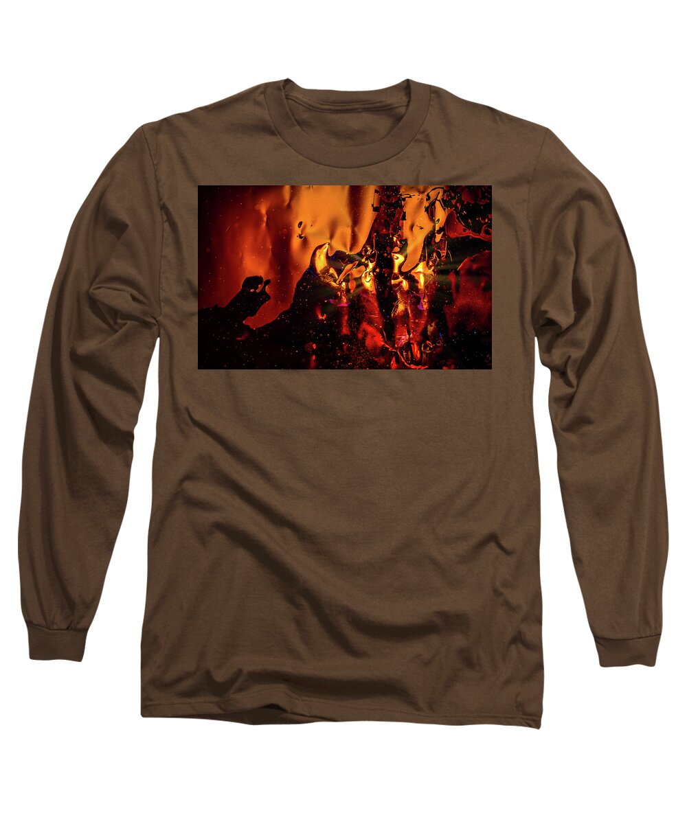 Abstract Long Sleeve T-Shirt featuring the digital art Praying at Mount Doom by Liquid Eye