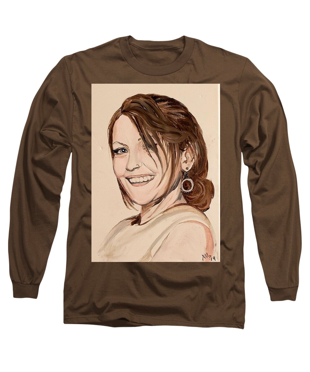 Portrait Long Sleeve T-Shirt featuring the painting Sara by Alexandria Weaselwise Busen