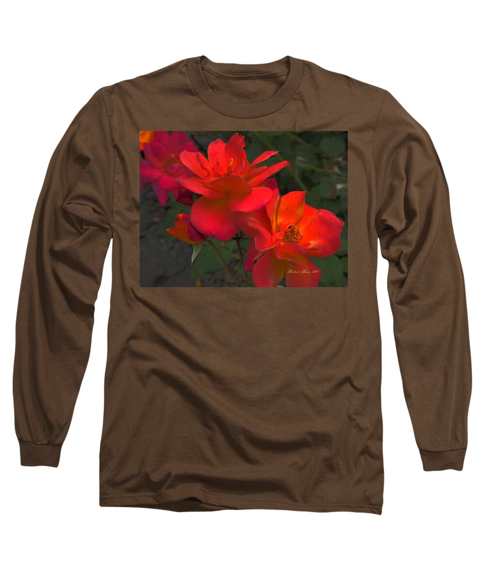 Botanical Long Sleeve T-Shirt featuring the photograph Scarlet Roses by Richard Thomas