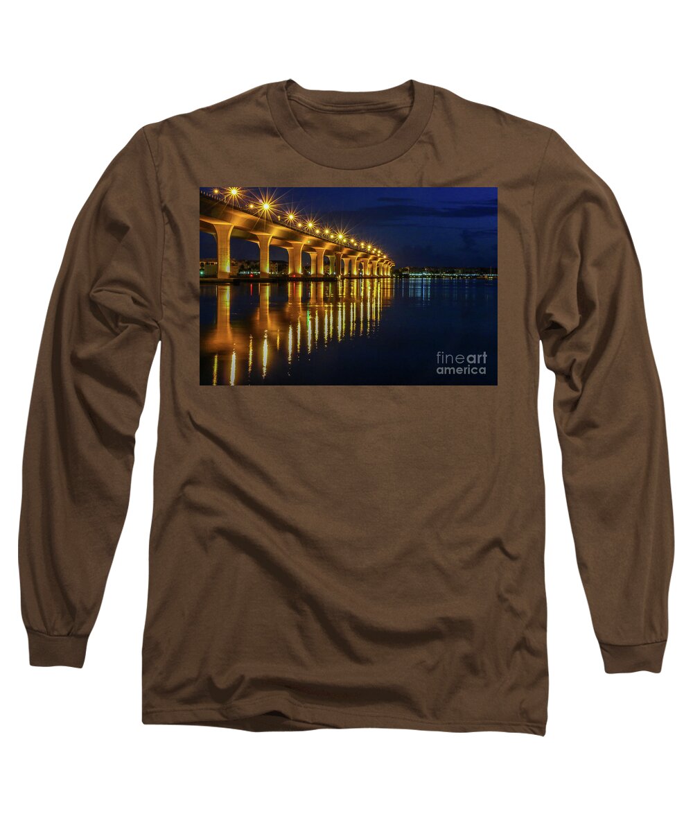 Bridge Long Sleeve T-Shirt featuring the photograph Starburst Bridge Reflection by Tom Claud