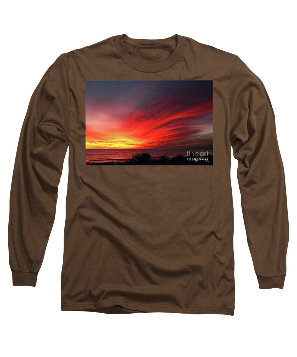 Sunset Long Sleeve T-Shirt featuring the photograph Sunset Brushstrokes by Mariarosa Rockefeller