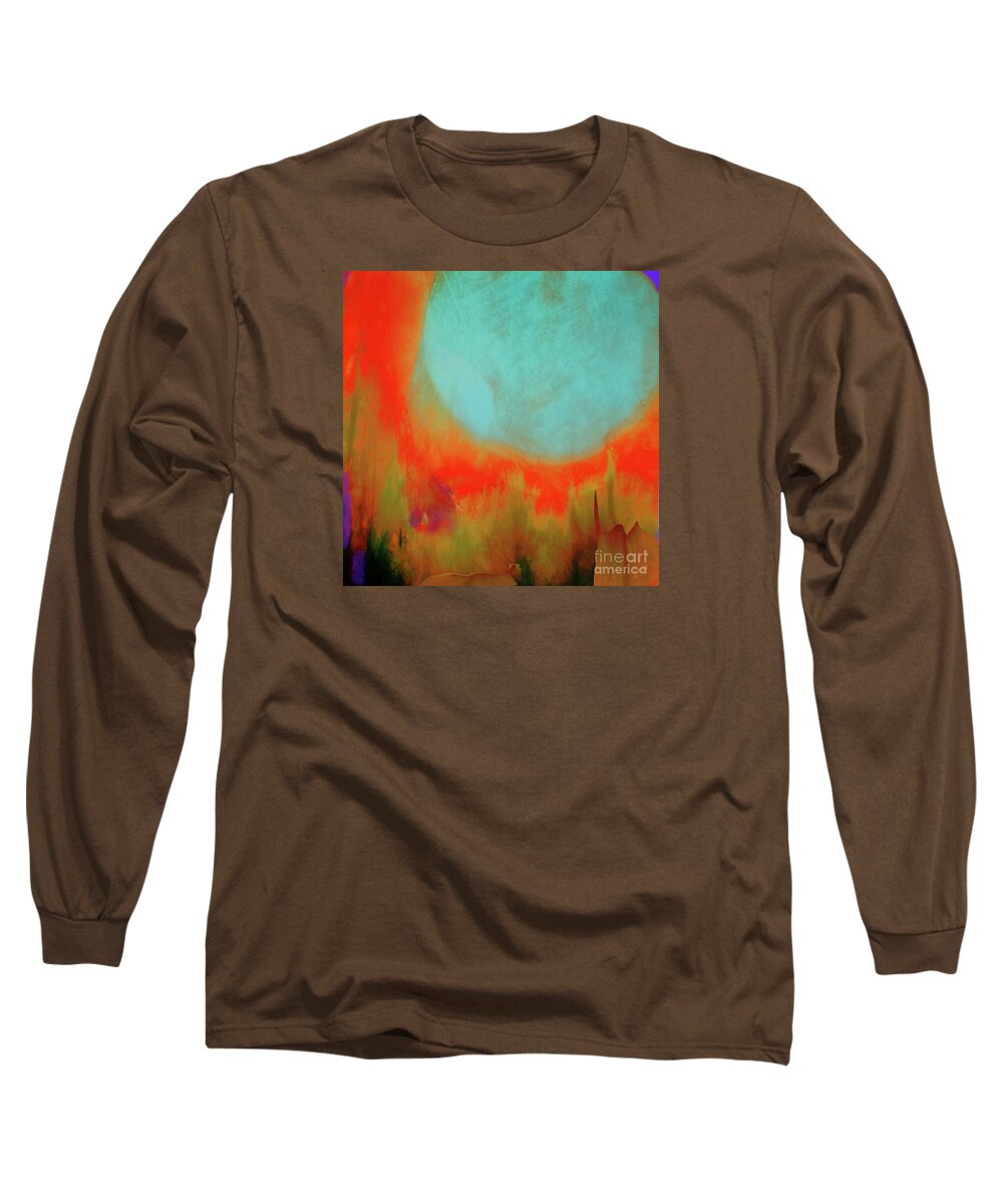 Square Long Sleeve T-Shirt featuring the mixed media Super Blue Moon by Zsanan Studio