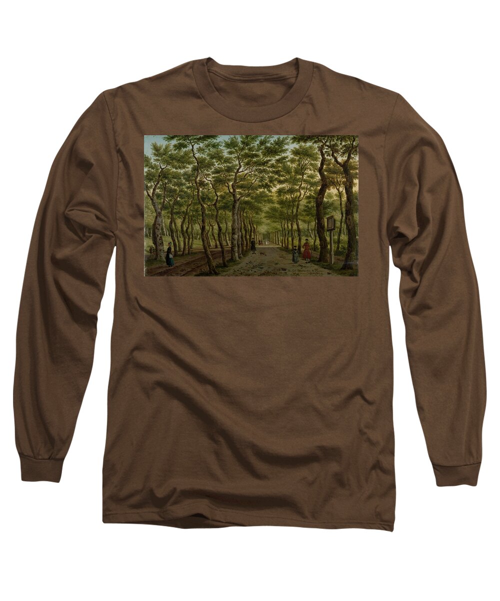 Oil On Panel Long Sleeve T-Shirt featuring the painting The Herepad in the Haagse Bos. The Scheveningen Woods near The Hague. by Paulus Constantijn la Fargue