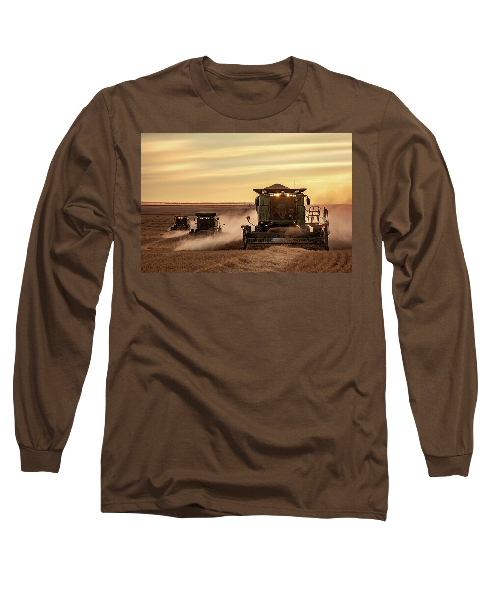 Wheat Long Sleeve T-Shirt featuring the photograph Three at Work by Todd Klassy