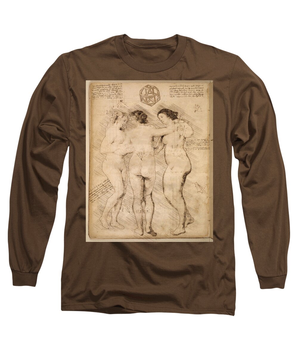 Leonardo Long Sleeve T-Shirt featuring the digital art Three Graces by Alex Mir
