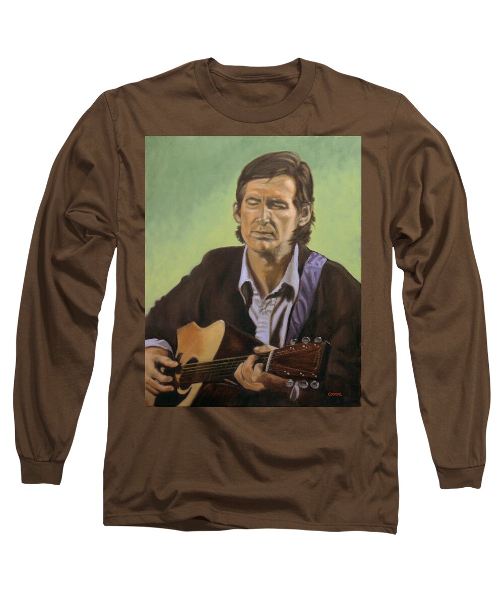 Townes Van Zandt Long Sleeve T-Shirt featuring the painting Townes Van Zandt by Todd Cooper