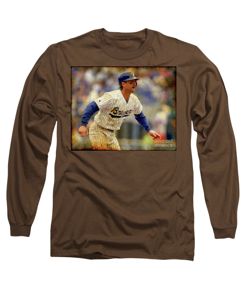 Baseball Long Sleeve T-Shirt featuring the photograph Vintage Robin Yount Art by Billy Knight