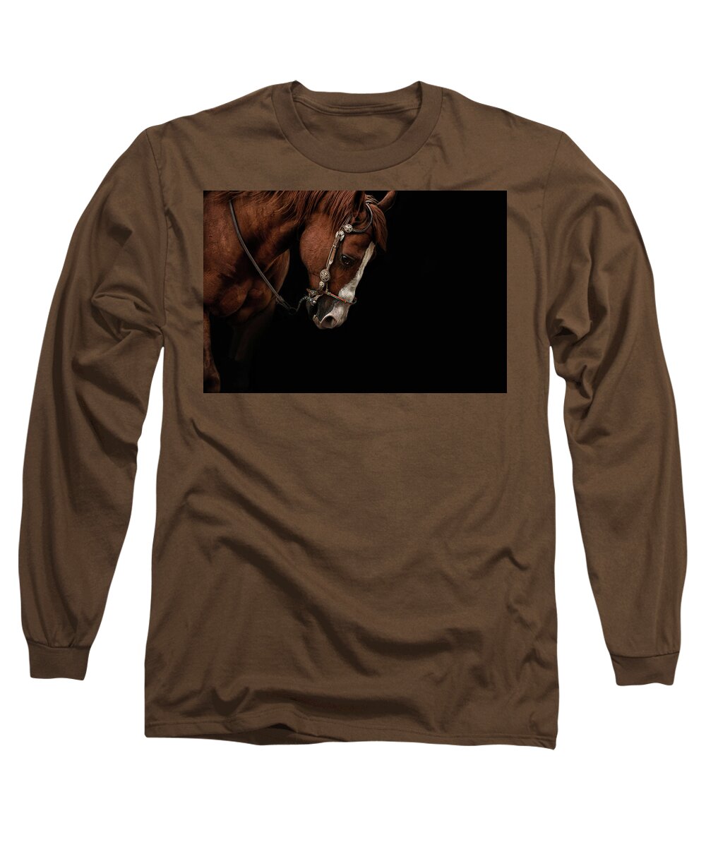 Quarter Horse Long Sleeve T-Shirt featuring the photograph Bridled #1 by Ryan Courson