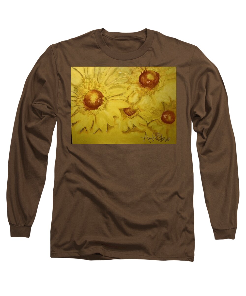  Long Sleeve T-Shirt featuring the painting Yellow by Angie ONeal